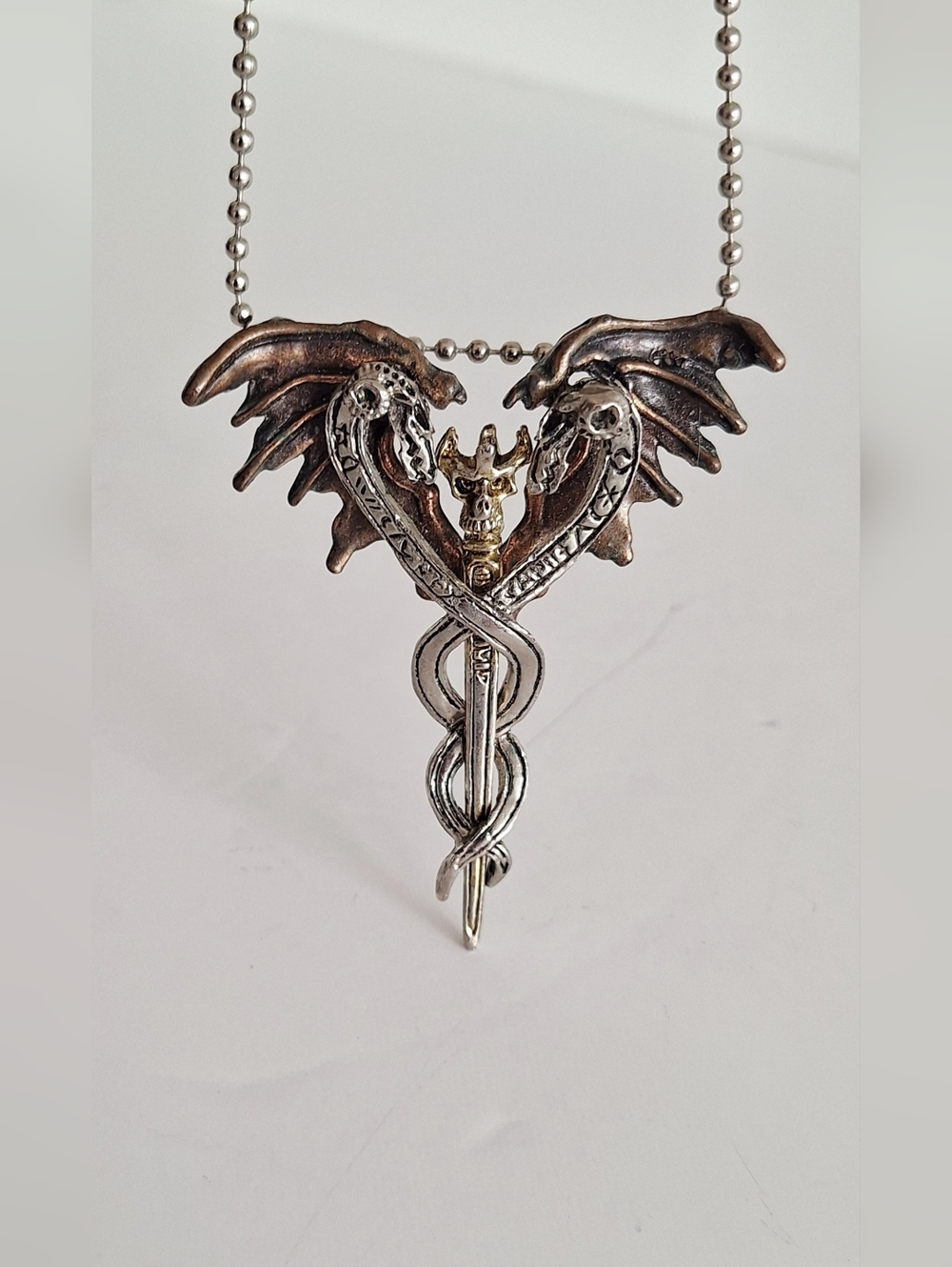 Dark Cleric Gothic Caduceus necklace